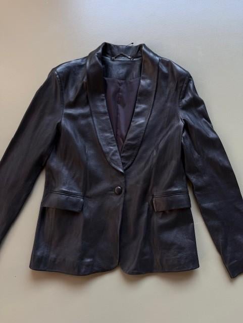 Ongedragen Iris & Ink lederen jasje, boterzacht, Kleding | Dames, Jasjes, Kostuums en Pakken, Nieuw, Jasje, Maat 38/40 (M), Zwart