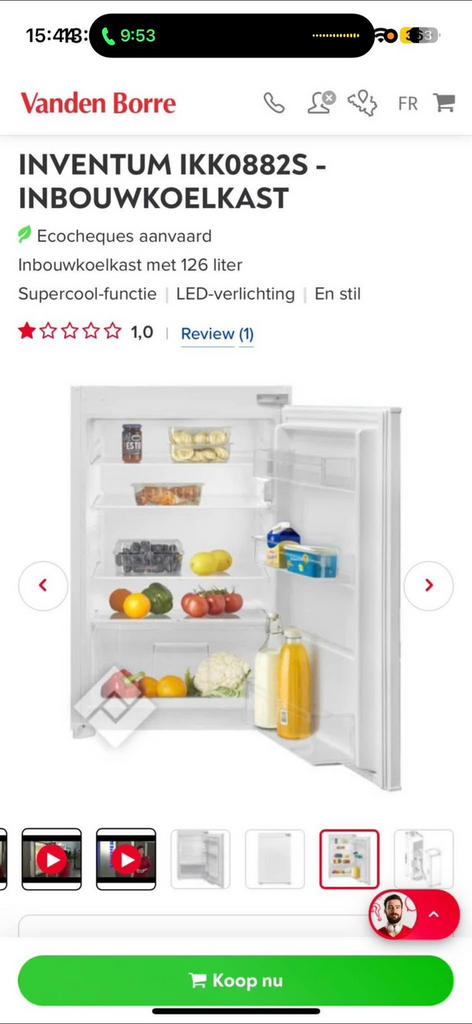 Frigo, nieuw, in doos, Ophalen of Verzenden, Nieuw, Zonder vriesvak