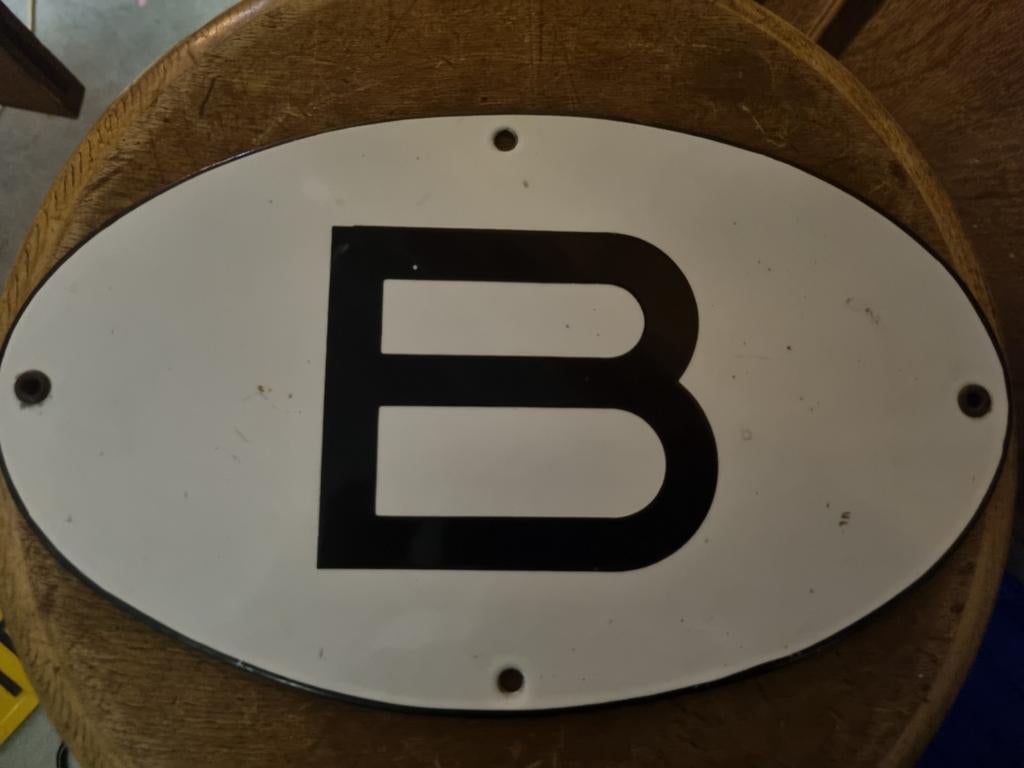 Originele Belgische geëmailleerde plaat voor vooroudervoertu, Verzamelen, Ophalen of Verzenden