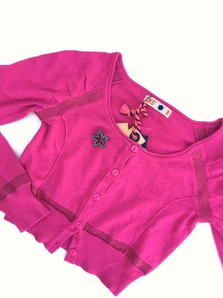 prachtig roos nieuw vestje met glitterdraad mt 128 /8A !!!, Enlèvement ou Envoi, Neuf, Fille, Pull ou Veste