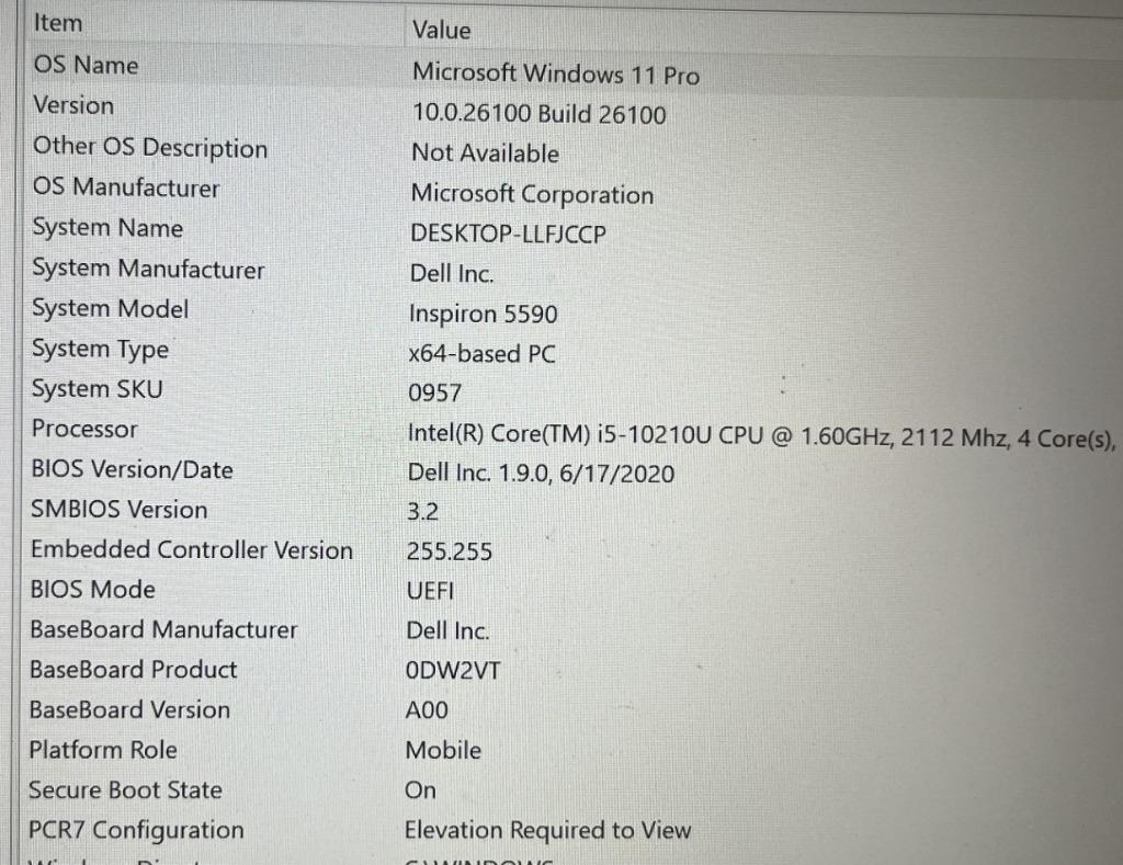 Dell Inspiron 5590 15.6" 1.6 ghz 8gb ram 512gb SSD, Computers en Software, Windows Laptops, Ophalen, Gebruikt, 15 inch, 8 GB