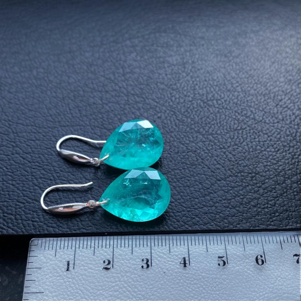 Oorbellen paraiba groene steen zilver 925, Handtassen en Accessoires, Oorbellen, Met kristal, Hangers, Nieuw, Ophalen of Verzenden