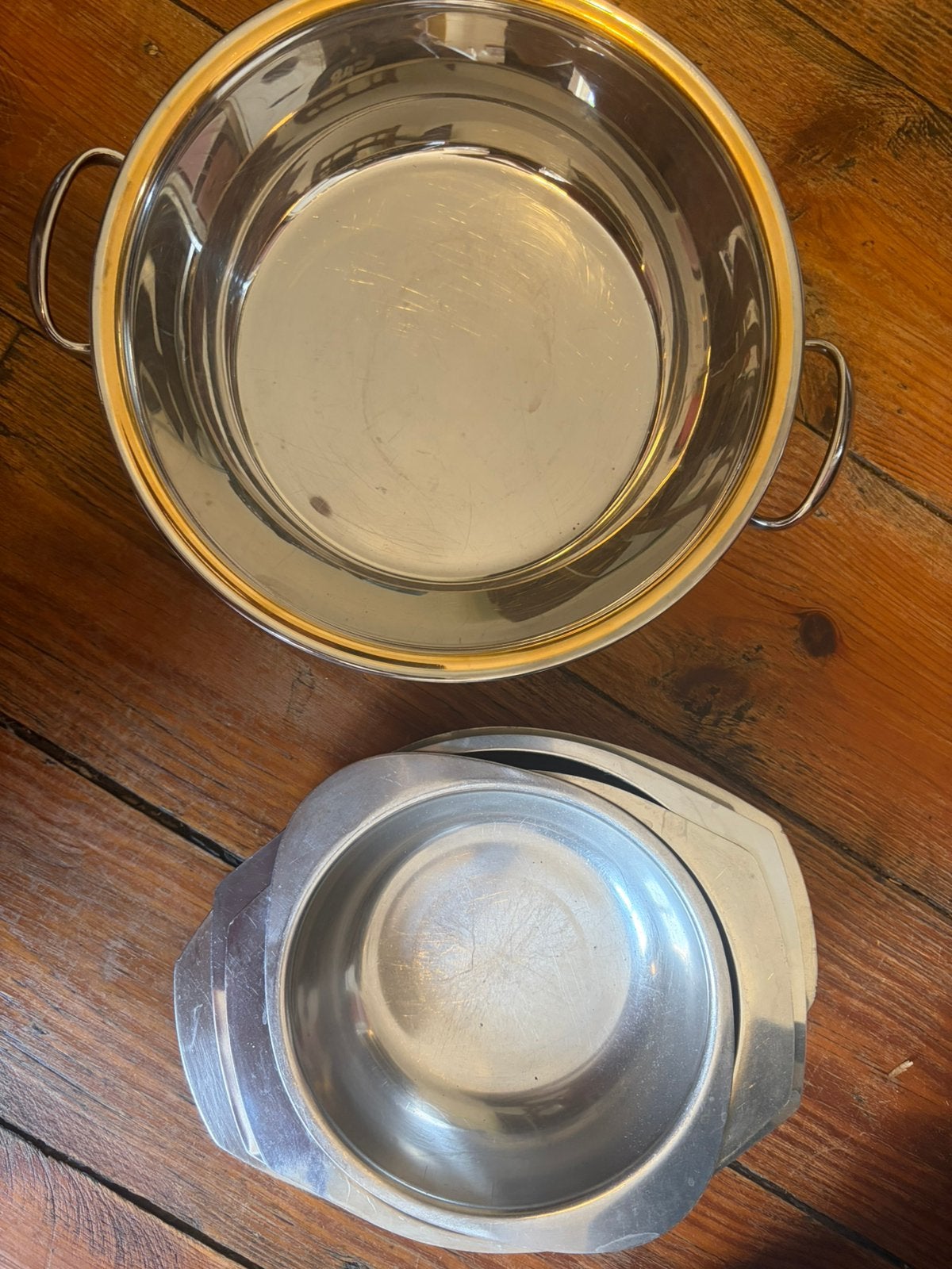 Lot plats de service inox Guy Degrenne + 4 coupelles inox, Enlèvement ou Envoi, Utilisé, Guy Degrenne