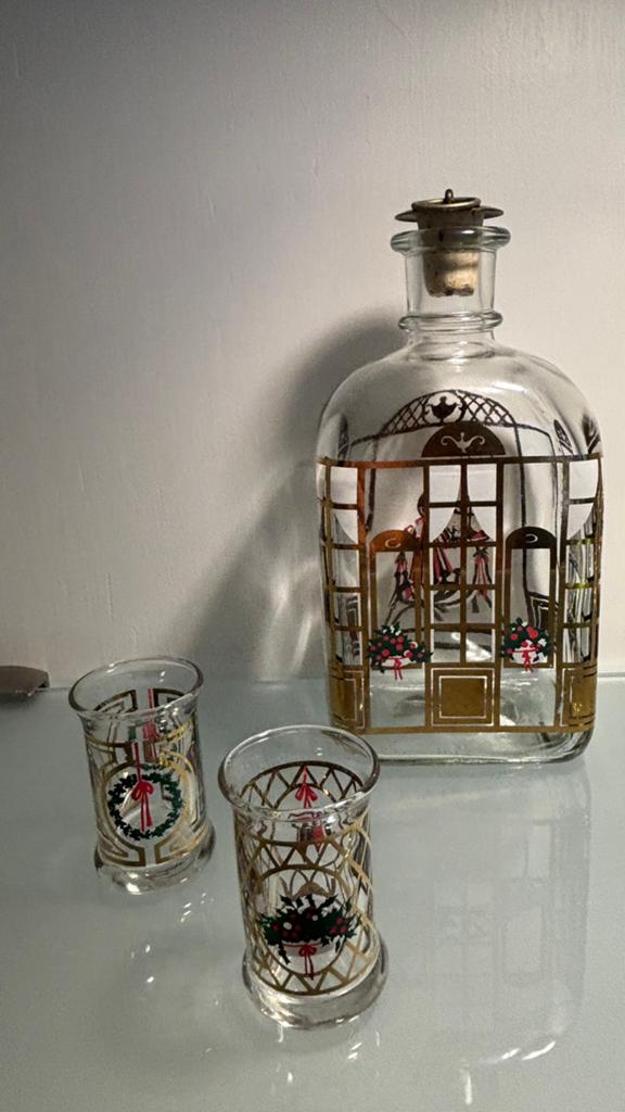 Holmegaard (1986) fles +2 glaasjes, Verzamelen, Glas en Drinkglazen, Ophalen, Zo goed als nieuw