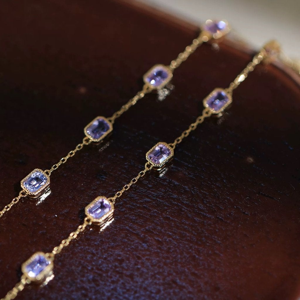 Bracelet en or 18 carats avec saphirs naturels multicolores, Neuf, Rose, Or, Avec pierre précieuse