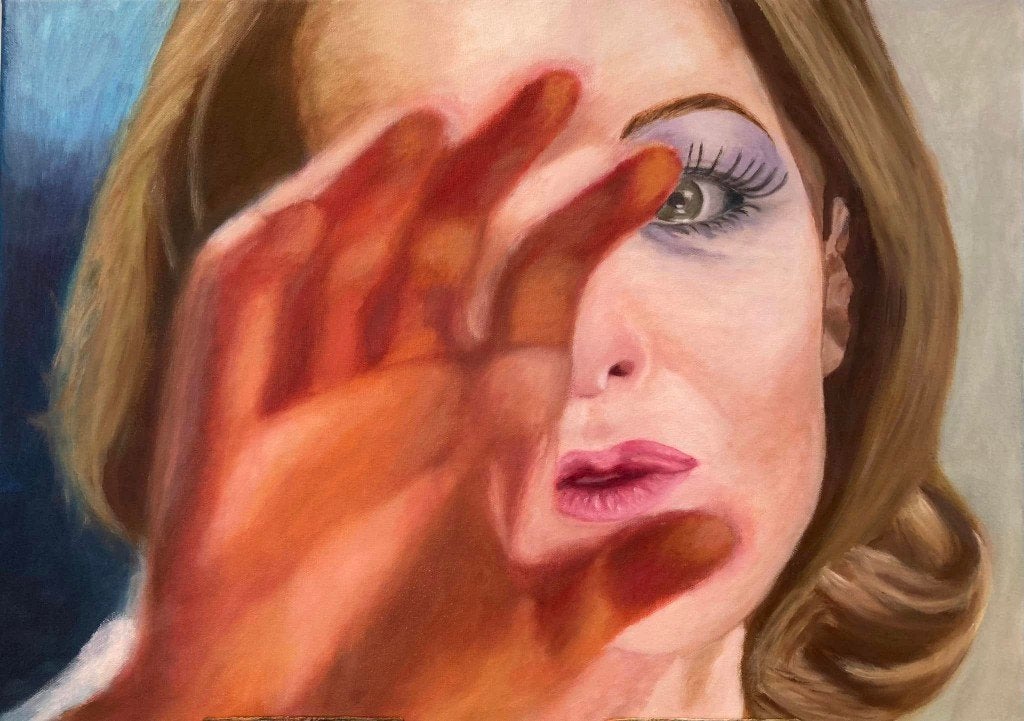 Schilderij Romy Schneider, Antiek en Kunst, Ophalen, Textiel, Olieverf, Film