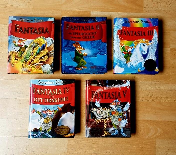 Geronimo Stilton boeken Fantasia 1/2/3/4/5, Enlèvement ou Envoi, Comme neuf, Geronimo Stilton