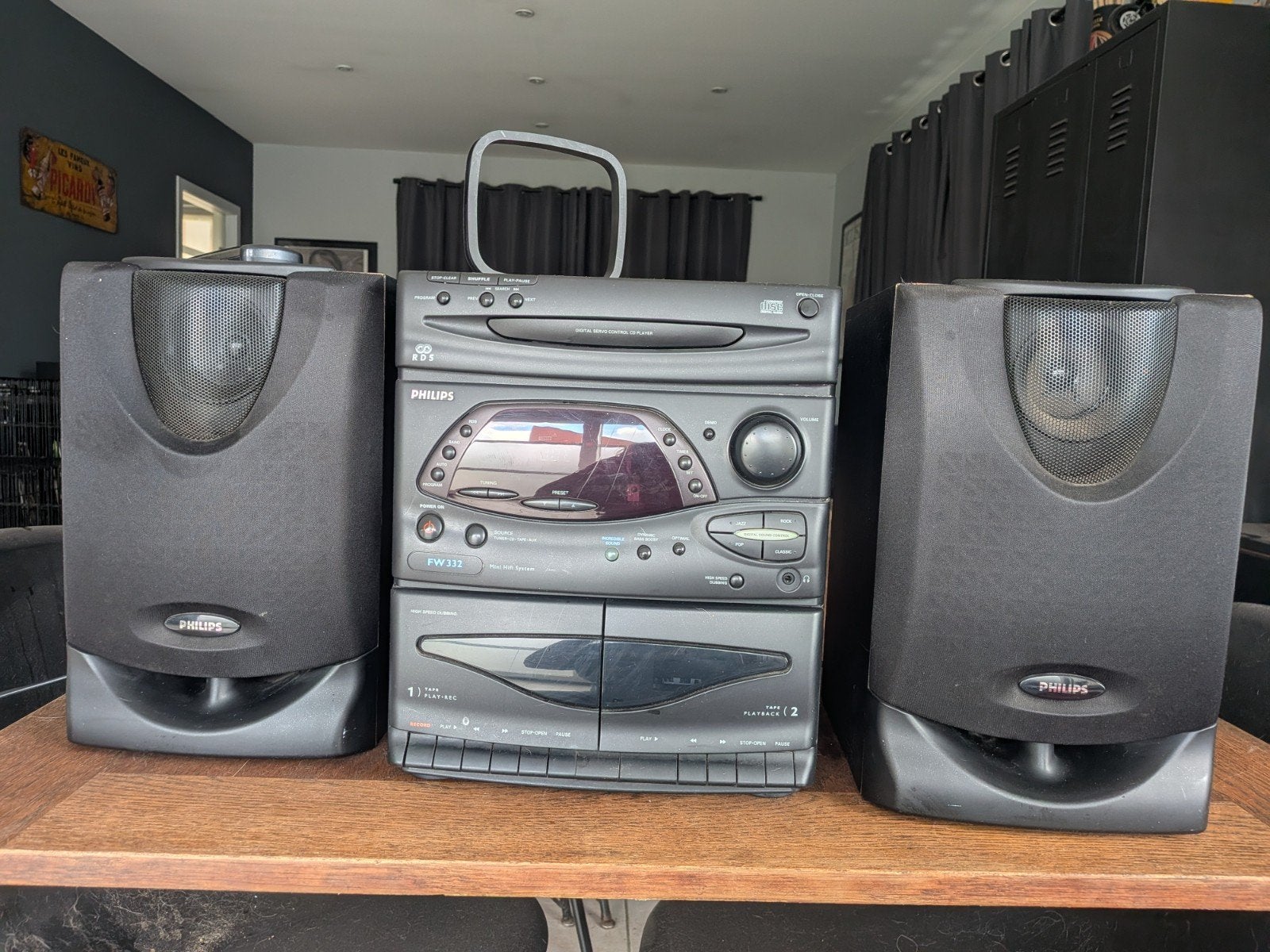 Philips FW332 Mini HiFi-installatie met 2 luidsprekers, Ophalen, Gebruikt, Cassettedeck, Philips