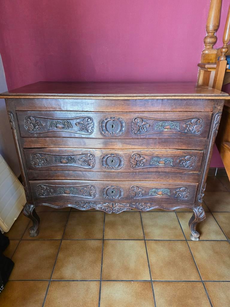 Eikenhouten dressoir met drie laden, Ophalen