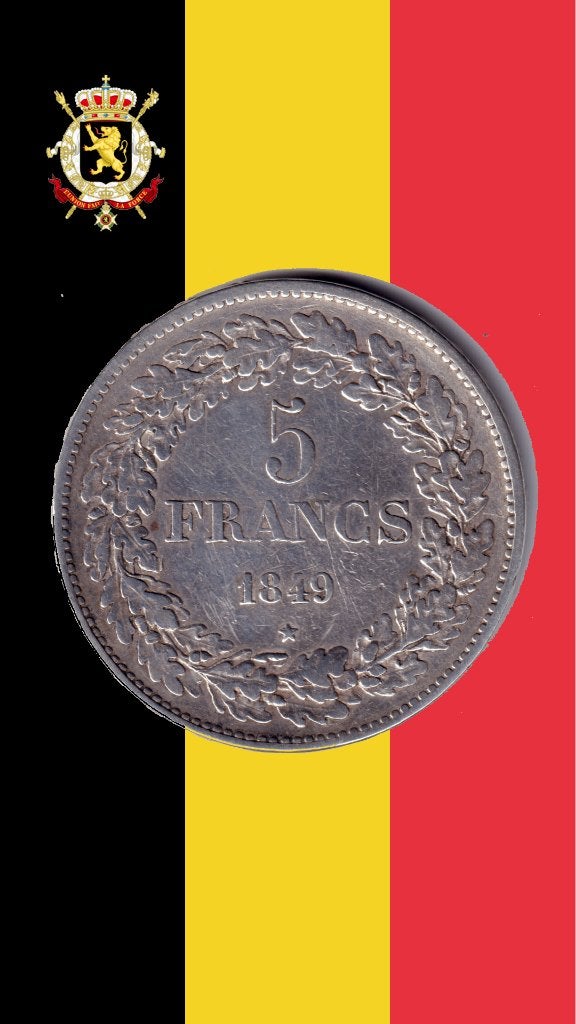 VARIANT: 5 frank 1849 (dubbele ster noord) - Leopold I, Zilver, Ophalen of Verzenden, Losse munt, Zilver