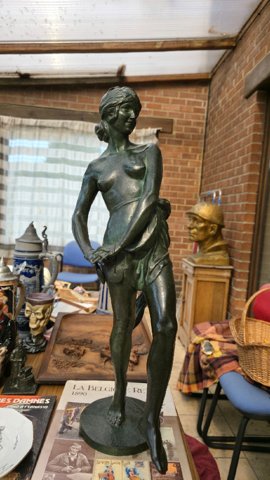bronze « Jeune femme au drapé » – Albert Desenfans, Enlèvement ou Envoi, Bronze