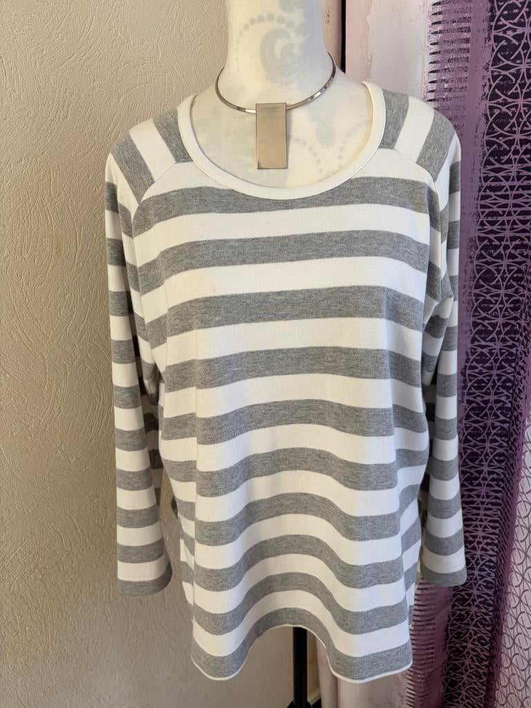 Zara - Sweater / tee-shirt à manches longues blanc et gris, Enlèvement ou Envoi, Comme neuf, Blanc