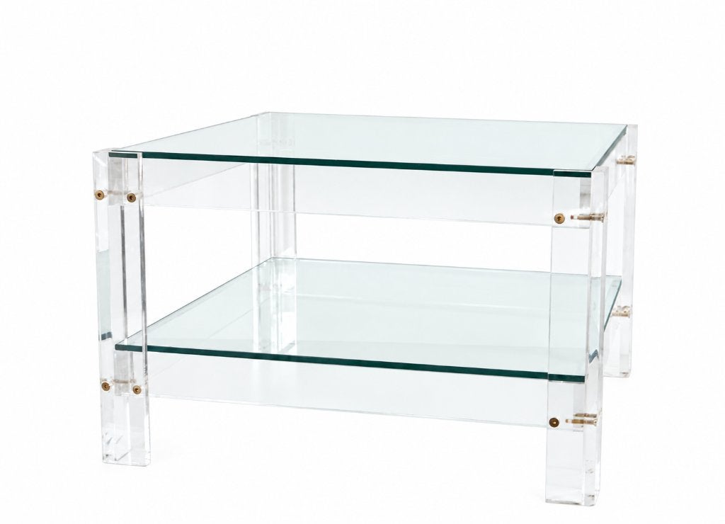 1970s Design Coffee Table - Lucide Salontafel, Ophalen, Zo goed als nieuw, Vierkant, Glas