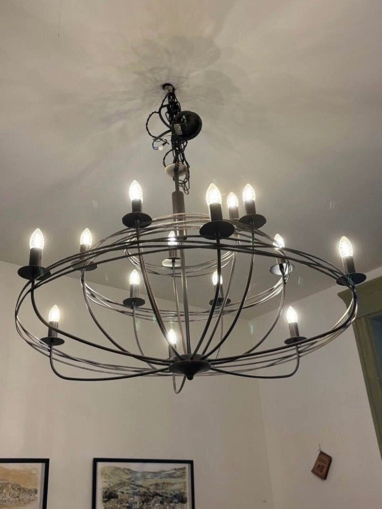 Grand lustre ancien, Enlèvement, Comme neuf, Verre, Antique