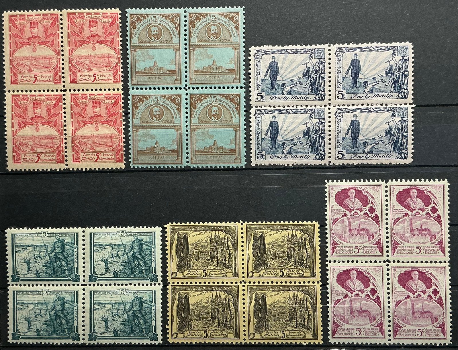 LOT 486. OBP: E1/6.ERINNOFILIE. MNH. In blokken. Rare!, Ophalen of Verzenden