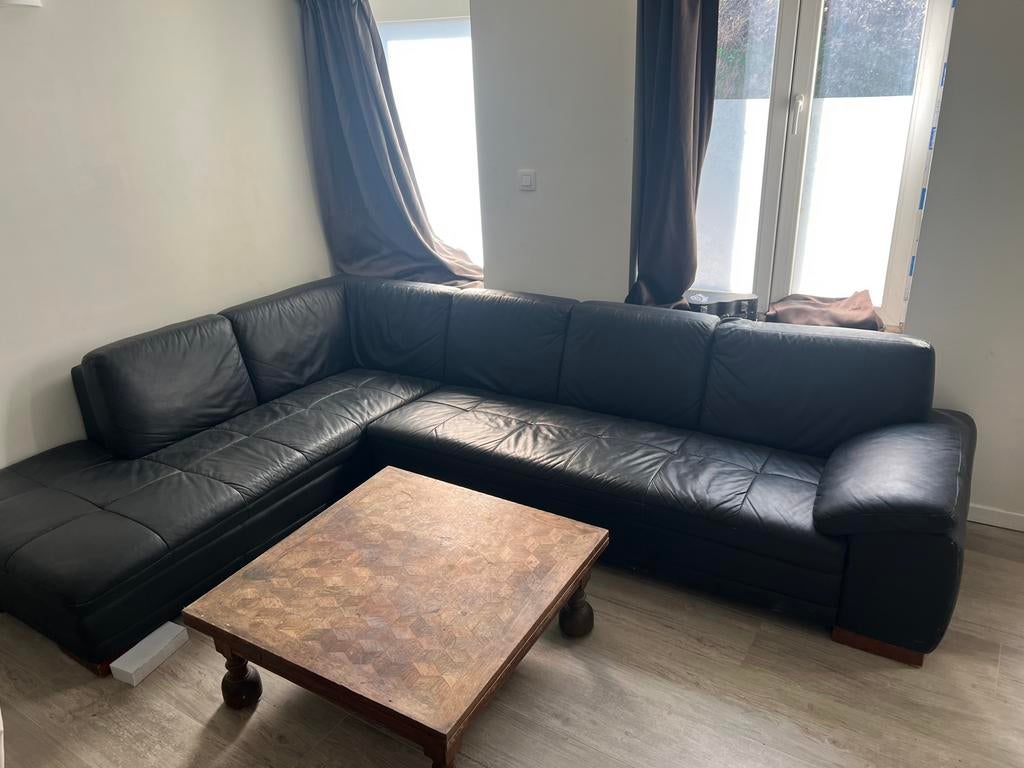 Hoeklounge in leer, Huis en Inrichting, Zetels | Complete zithoeken, Ophalen, Zo goed als nieuw, Leer