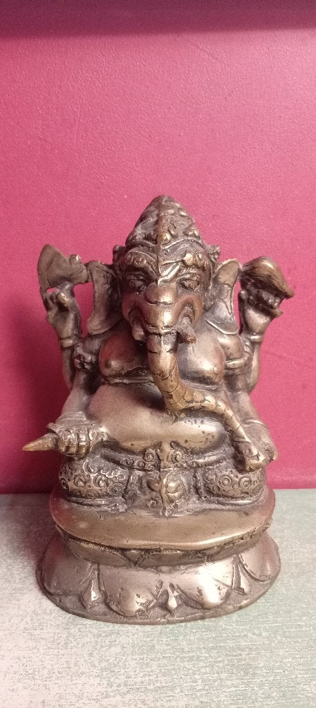 Statue Ganesh ancienne en bronze / laiton massif - 700g, Maison & Meubles, Accessoires pour la Maison | Statues de Bouddha, Neuf