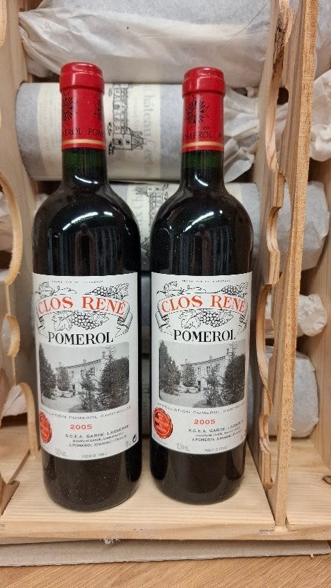 2 bouteilles de Clos René 2005 Pomerol, Collections, Neuf, Pleine, Enlèvement, Vin rouge