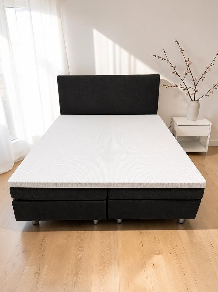 Boxspring bed 150x200, Ophalen, Gebruikt, Zwart, Tweepersoons