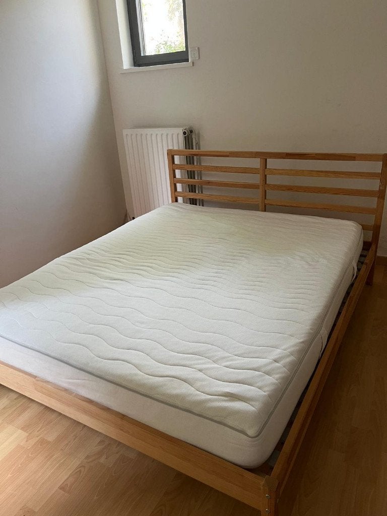 Lit + matelas IKEA 160cm à donner, Maison & Meubles, Beige, Enlèvement, Utilisé, 200 cm
