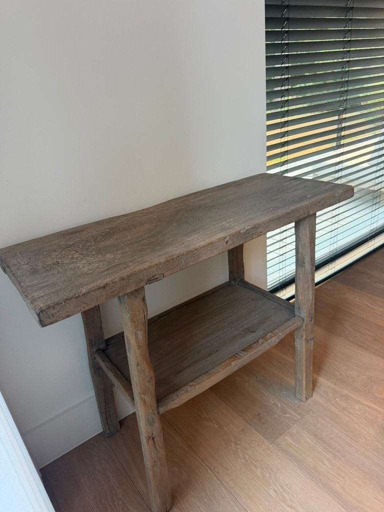 Oude wandtafel in elm hout, Ophalen, Zo goed als nieuw