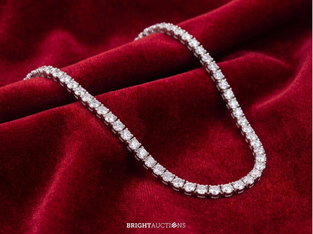 Witgouden tenniscollier met briljant geslepen diamanten van, Handtassen en Accessoires, Kettingen, Diamant, Wit, Niet ingevuld