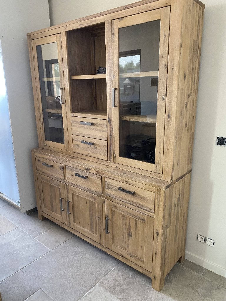 Buffetkast Acacia massief hout (160x45x200), Huis en Inrichting, Kasten | Buffetkasten, Zo goed als nieuw, 200 cm of meer, 150 tot 200 cm