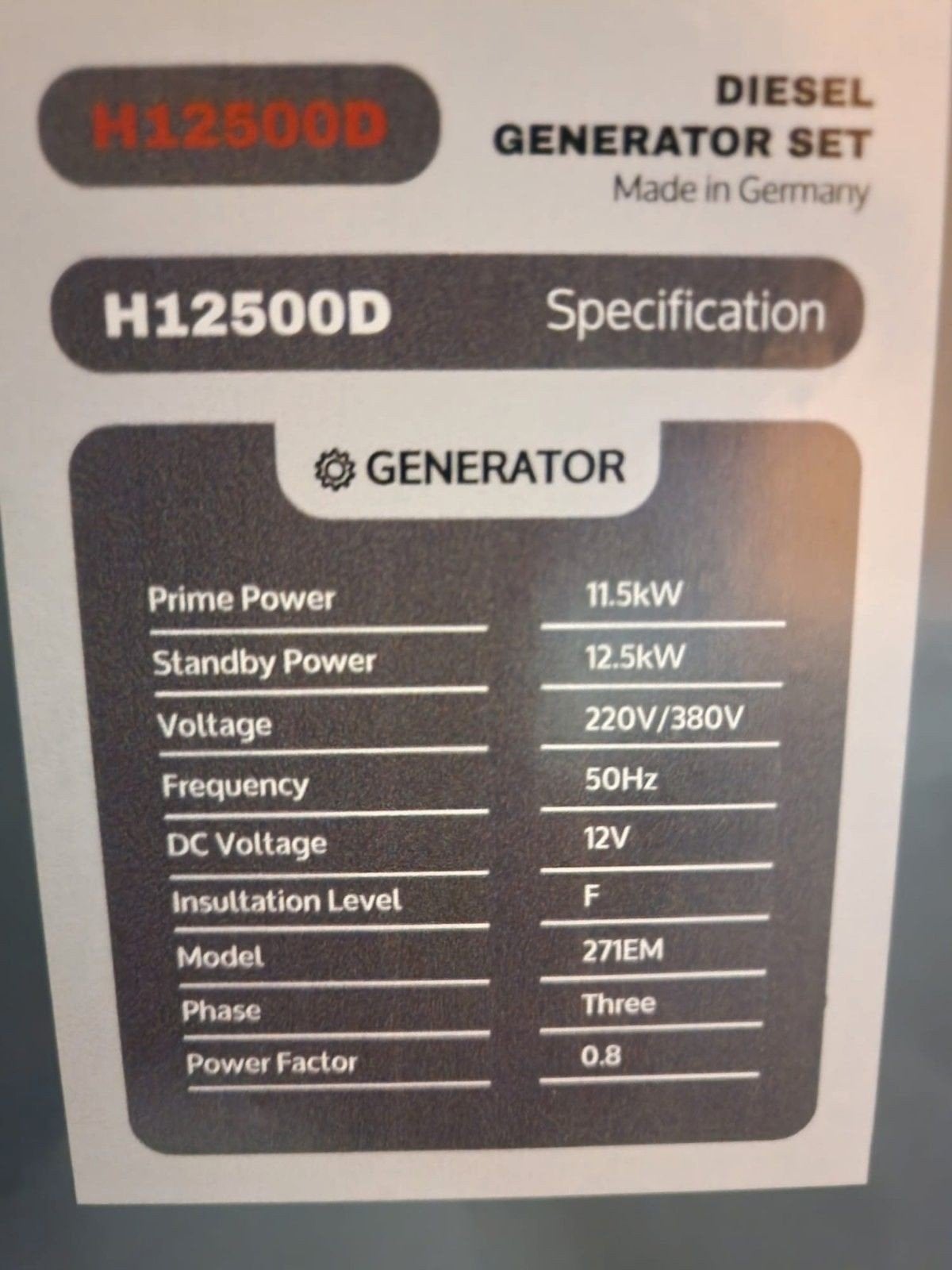 groupe électrique/générateur Diesel 12500w 15.4kva neuf+gara, Bricolage & Construction, Générateurs, Neuf, Enlèvement ou Envoi