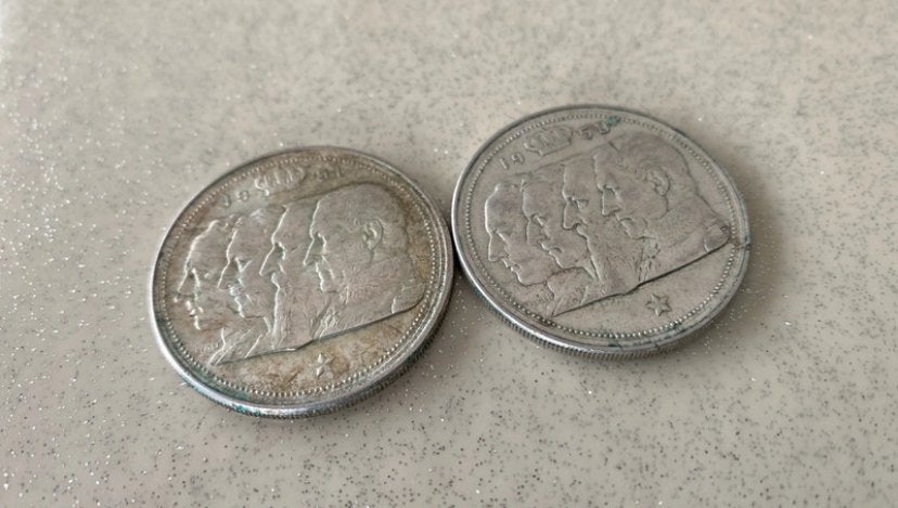 2 zilveren munstukken van 100 Belgische frank, Timbres & Monnaies, Enlèvement, Argent