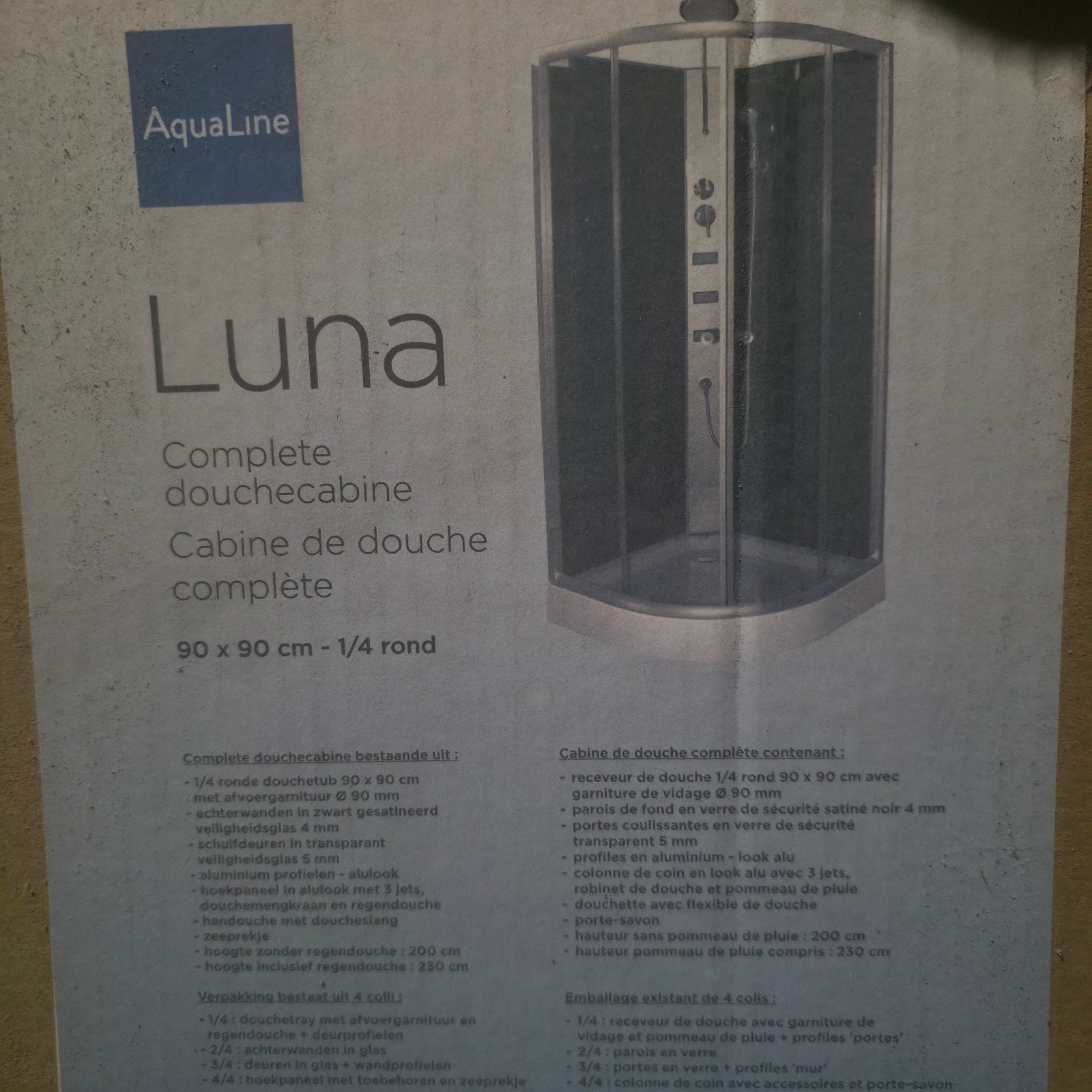 Cabine de douche complète AquaLine Luna flambant neuve - 90x, Enlèvement, Neuf