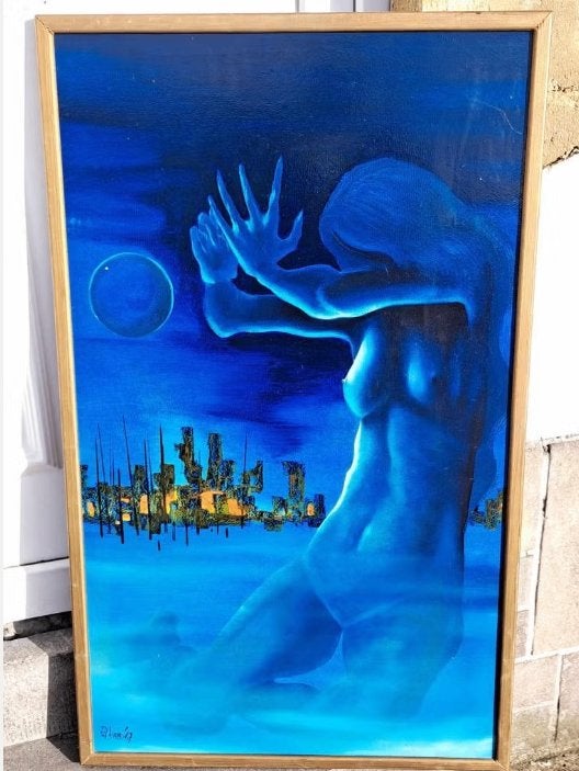 huile sur panneau femme nue signe pol liard, Ophalen, Paneel