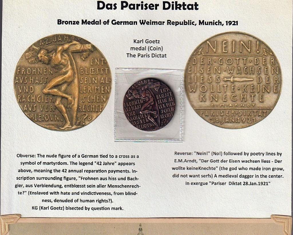 Satirische munt Verdrag van Versailles, 1921., Verzenden, Overige soorten, Embleem of Badge