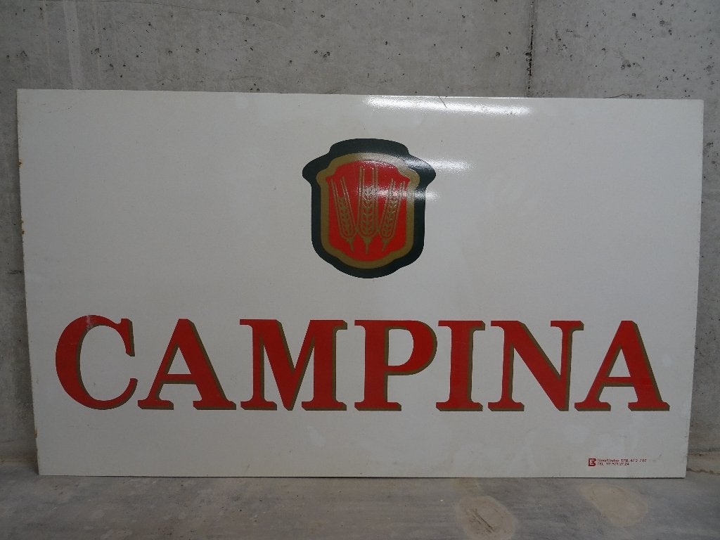 Campina geëmailleerd reclamebord, Ophalen, Reclamebord