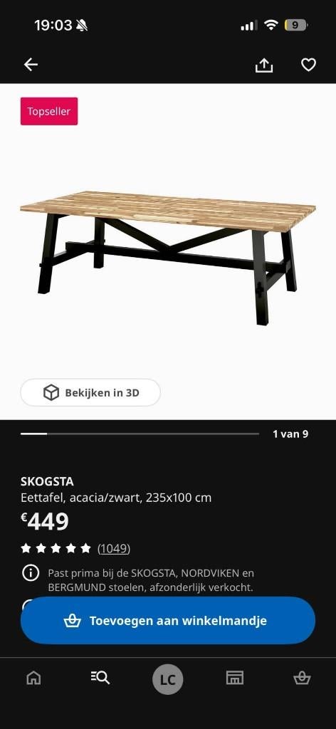 Tafel Ikea, Ophalen, Landelijk/modern, 200 cm of meer, 50 tot 100 cm