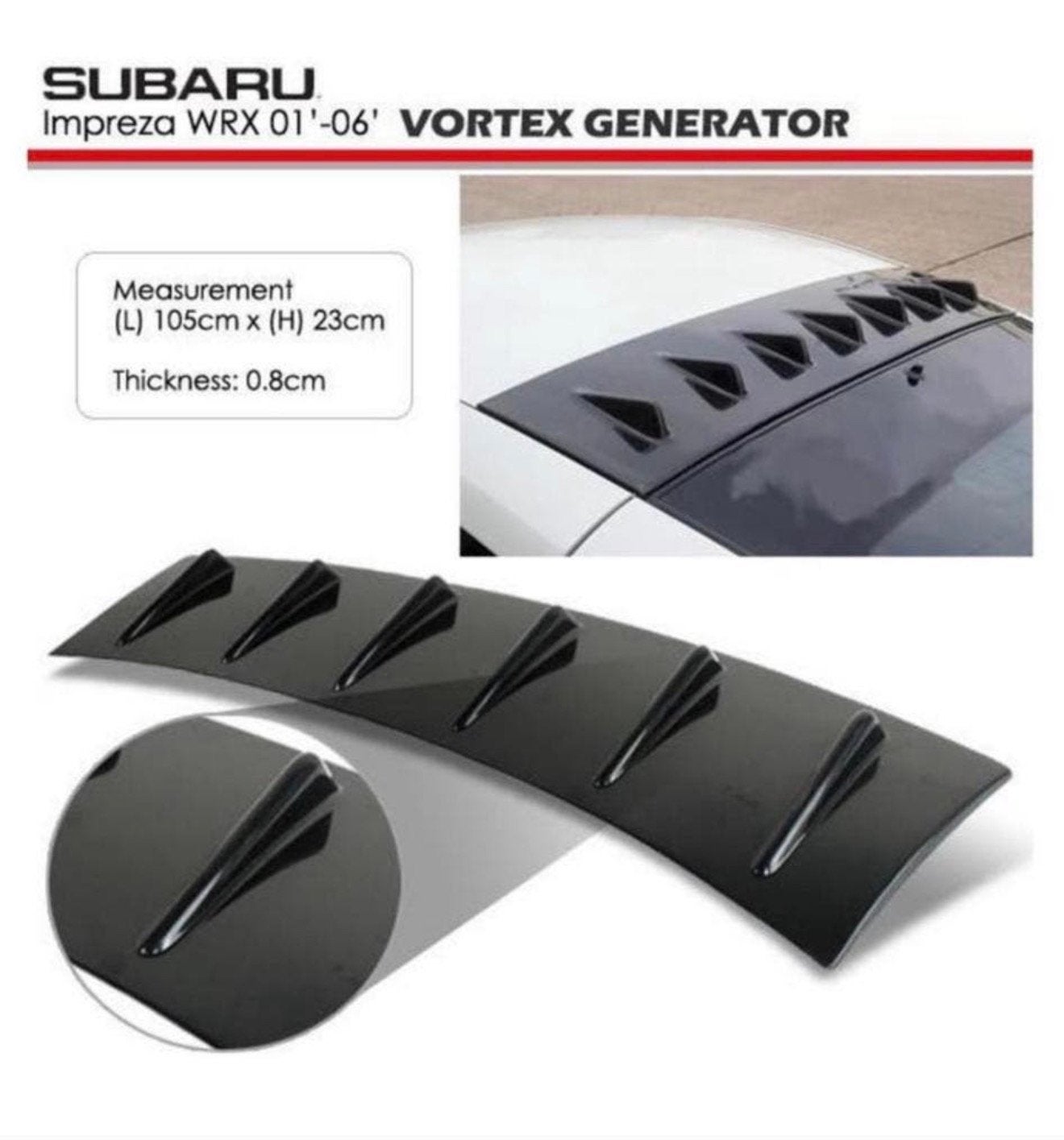SUBARU IMPREZA GDB WRX STI Dak spoiler 01-07 VORTEX Nieuw, Ophalen of Verzenden