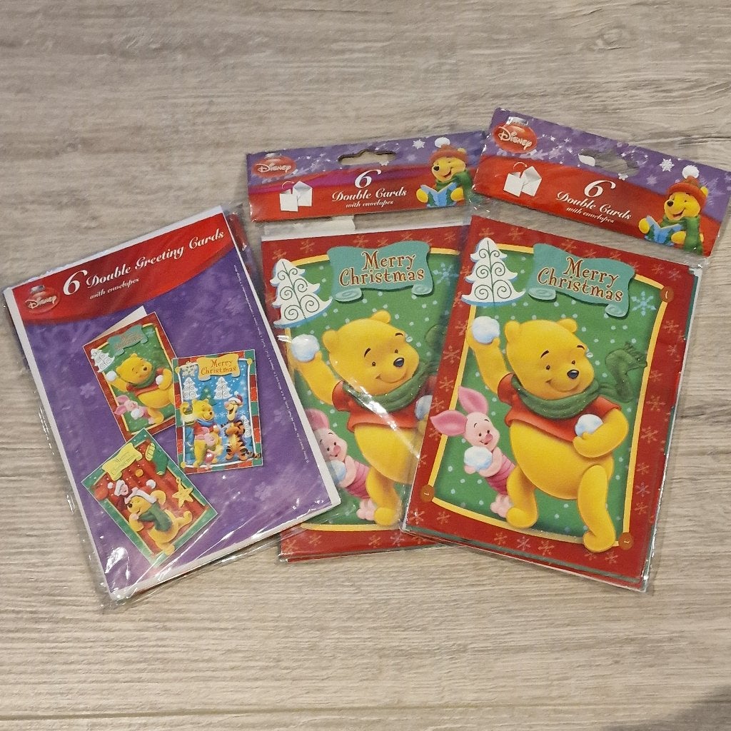 Kaartjes Winnie the Pooh Kerst / Nieuwjaar, Diversen, Ophalen of Verzenden, Nieuw