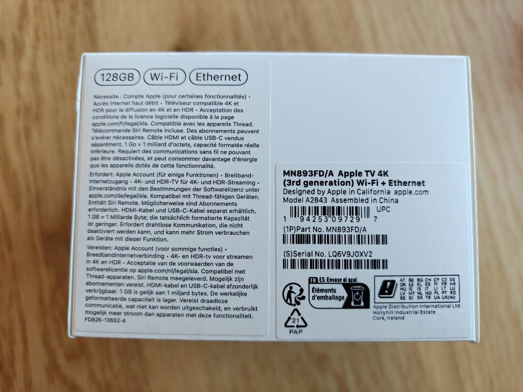 Apple TV 4K (3eme Gen) - 128GB Ethernet, Enlèvement ou Envoi, Utilisé, HDMI, Moins de 500 GB