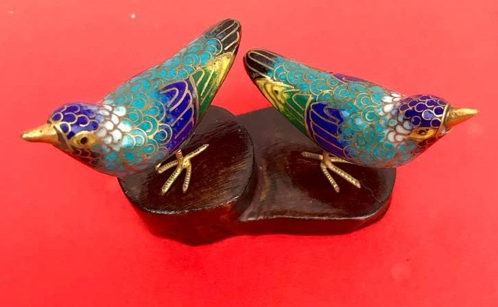 Figurines chinoises Cygnes cloisonnés oiseaux 1912-1949, Enlèvement ou Envoi, Comme neuf