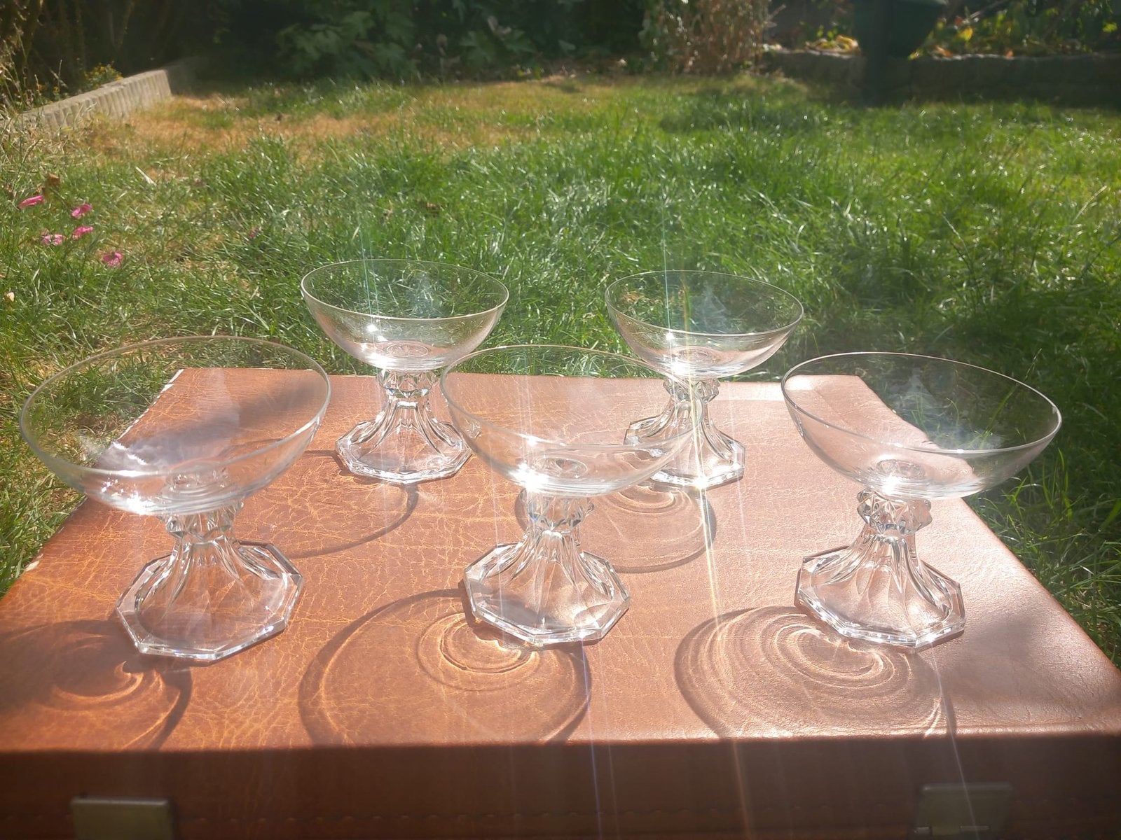 Val Saint Lambert kristallen coupeglazen – set van 5, Enlèvement, Comme neuf
