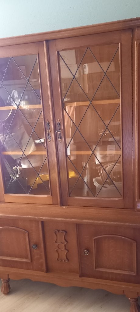 Vintage vitrinekast in vol hout, Ophalen, 100 tot 150 cm, Overige houtsoorten, Jaren '60