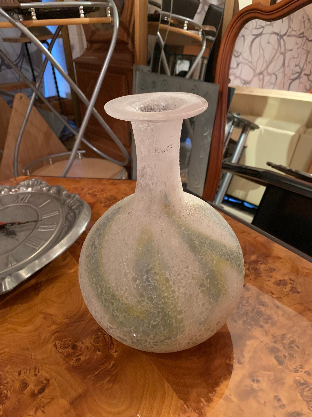 Vase en verre soufflet, Comme neuf, Verre, Enlèvement, Multicolore