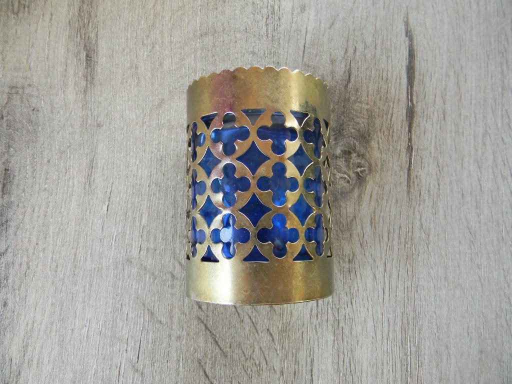Theelichthouder vintage, Huis en Inrichting, Ophalen, Blauw, Nieuw, Glas