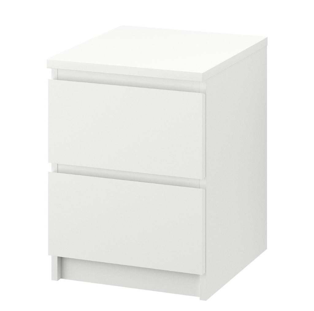 2 witte IKEA Malm nachtkastjes, Ophalen, Zo goed als nieuw