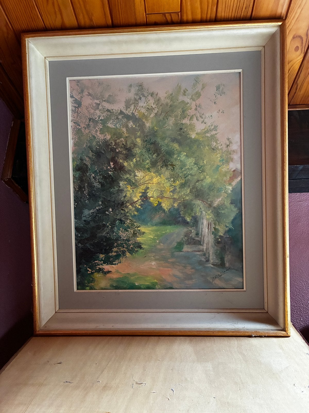 Verlaine sur Ourthe, Peint à la main, Enlèvement ou Envoi, Peinture à l'huile, Panneau