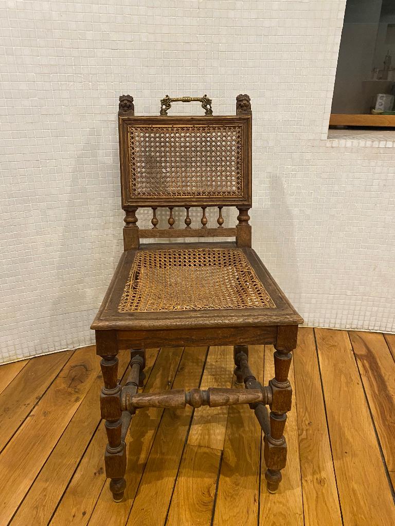 Chaise en rotin et laiton, Brun, Enlèvement, Utilisé, Bois