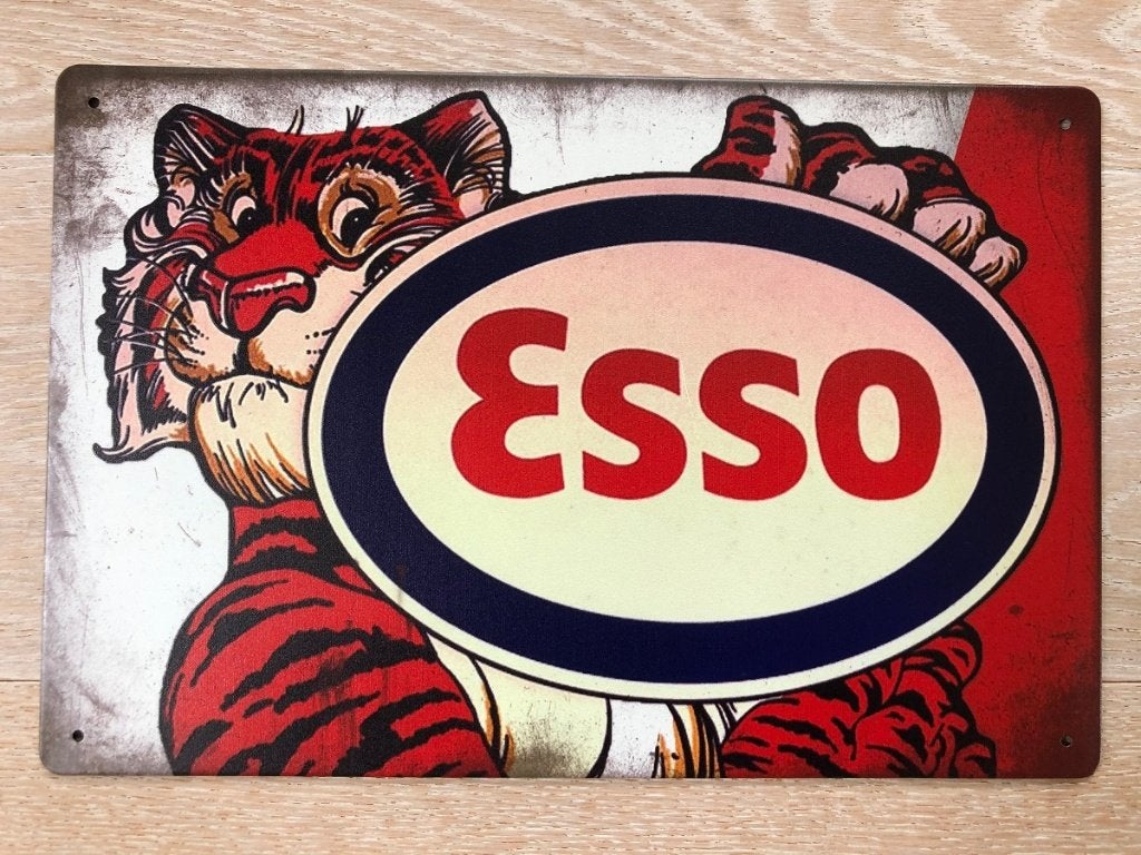 Assiette murale ESSO métal look vintage en forme de tigre, Enlèvement ou Envoi, Neuf, Panneau publicitaire