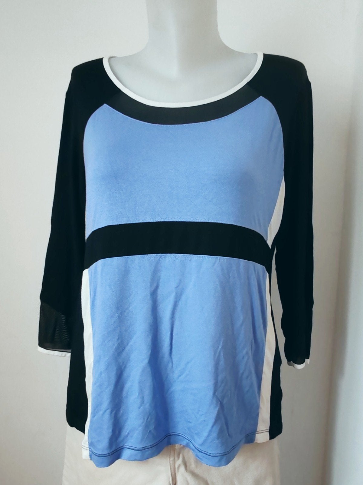 Patrice Bréal Top Maille Fine Bleu Noir Blanc Taille XXL, Kleding | Dames, Ophalen of Verzenden