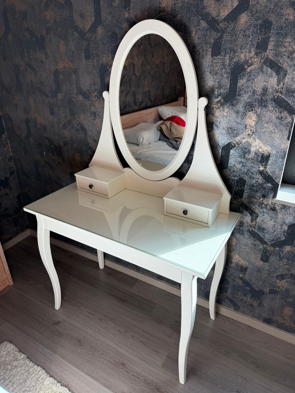 HEMNES Toilettafel met spiegel, wit, 100x50 cm, Huis en Inrichting, Ophalen, Zo goed als nieuw