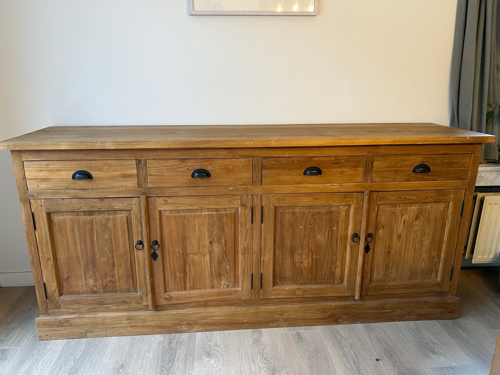 Houten buffetkast, Huis en Inrichting, Kasten | Dressoirs, Ophalen, Gebruikt, Met deur(en), Teakhout