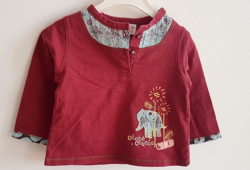 LA COMPAGNIE DES PETITS - Blouse avec éléphant - T.12 mois, Gebruikt, Jongetje of Meisje, Ophalen of Verzenden, La compagnie des petits